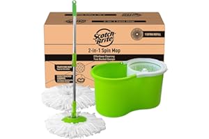 Scotch-Brite 2-in-1 Bucket Spin Mop (Green, 2 Refills), 4 Pcs