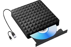 RUOVXWU Lettore Masterizzatore Unità Esterna USB 3.0&Type C Lettore CD/DVD -/+RW per PC Portatile,Laptop,Desktop per Windows 11/10/8.1/7/XP/Vista/Linux/MacOS