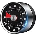Rtinle Mechanical and Magnetic Timer, 1-59 Minute Adjustable Countdown, Remaining Time Display, Audible Alarm, Black