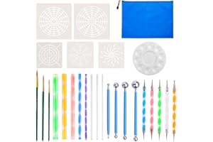 YZNlife 27 Pieces Mandala Dotting Tools for Rocks Different Size Painting Tools Including Mandala Stencils and Paint Pallet Mandala Art