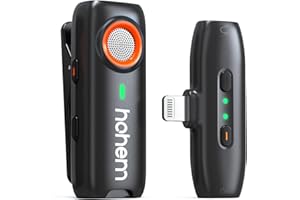 hohem Mic-01 Wireless Lavalier Microphone for iPhone, MFi Certified, Instant Pairing, DSP Noise Cancelling, 7.5H Battery Life, PC Microphone Perfect for Vlogging, Youtube & Live Streaming, 1TX+1RX