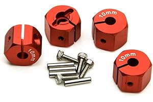 ZuoLan 1 Set Aluminum 12mm Rad-Hex Felge Hex Hub Mutternkappen Pin Set fuer 1/10th RC Modell Auto (Rot, 10MM)