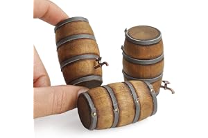 Odoria Miniatyrfat dockhus: 3 stycken 1/12 stegar fat trä ek för vin whisky bar fest bondgård retro vintage - mini dryckesdispenser öl alkohol sprit för kök