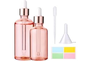 Hyber&Cara Pipettenflaschen mit Glas Pipette 50ml 100ml Roségold Glasflaschen Apothekerflaschen mit Tropfenpipette für ätherische Öle, Parfümöle, Flüssigfarbstoffen Aromatherapie -Mischungen