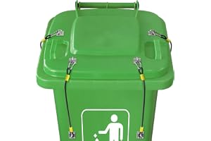 Papperskorgen locklås, papperskorgen lås för djur stoppar från rasande metall universellt locklås för utomhus sopburkar - hållbart gummibelagt flätat vajerrep (2-pack) ... (4-pack
