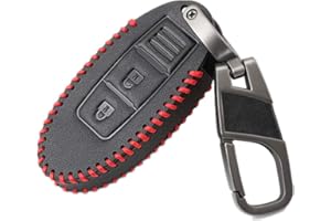 Happyit Cuero Funda para Llave de Coche Llavero para Nissan Tiida Livina X-Trail Qashqai March Juke Pathfinder Note GTR Kicks Murano Teana 3 Botones (A)