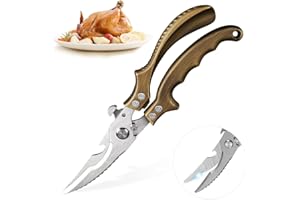 DJLLA Forbici da Cucina, Forbici Trinciapollo Professionali, Forbici pollo multifunzionale, Trinciapollo in Acciaio Inox Meccanismo a molla, Per pollo,Pollame,Carne, Regalo per uomini, donne, papà, mamma