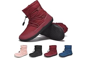 Wizshoe Kinder Barfußschuhe Wasserdicht Winterschuhe mit Breite Zehenbox Warm Gefüttert Rutschfest Gummisohle Gr.30-36 (Es wird empfohlen eine Nummer größer zu wählen)