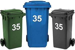 Rubigo 3 x Bin Numbers for Wheelie Bins, 0-99, 17.5cm Dustbin Stickers, Easy Application Stick On Number Stickers - Weatherproof Self Adhesive Vinyl (35)