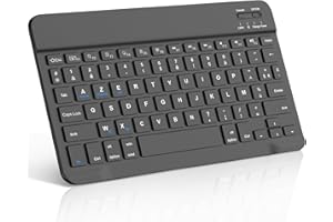 FOGARI Clavier Tablette Bluetooth 10 Pouces - AZERTY Français Clavier Léger Fin Keyboard pour iPad Samsung Redmi/XiaomiPad HuaweiPad HonorPad pour Lenovo Fire HD, pour Android/iOS/Fire OS, Noir