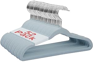 Wellong Kinderkleiderbügel, 28 cm Baby-Samtbügel mit 360°-Drehhaken, rutschfeste Kleiderbügel Samt, platzsparende Kleiderbügel für Säuglinge und Kleinkinde, 52 Stück Blau