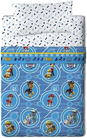 Viacom Paw Patrol Calling Bed Sheets, algodón-poliéster, Blue, 80/95 (Twin), 200.0 x 90.0 x 25.0 cm, Pack of 3