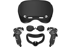 TYASOLEIL VR Silicone Cover Accessories for Oculus Quest 2, All-in-one Set Silicone Shell Cover Protective, Controller Grip Cover with Adjustable Leather Strap, Silicone Face Cover and Lens Protective Cover