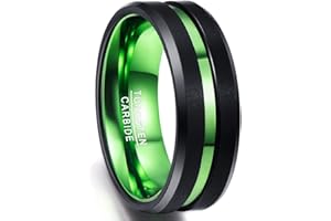 NUNCAD Ring Herren Damen aus Wolframcarbid, Grün Rot Lila Partner Ring 8mm Breit, Comfort-Fit, perfekt für Party, Hochzeit, Verlobung und Hobby Größe 52 (16.6)-78.0 (24.83)