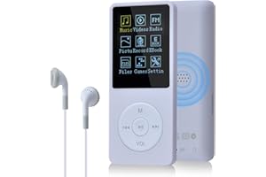 COVVY 8GB Tragbare MP3 Musik Player, Support bis zu 64GB SD Speicherkarte, Lossless Sound HiFi MP3 Player, Music/Video/Sprachaufnahme/FM Radio/E-Book Reader/Fotobetrachter(8G, Weiß)