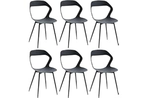 JZGORC Set di 6 Sedie da Pranzo Moderno, Sedie da Cucina, con Gambe in Metallo Sedia e Grande Design Dello Schienale Cavo, Adatto Per Soggiorno e Sala da Pranzo - Nero + Nero