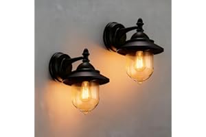EBION Coach Lantern Outdoor Wall Lights,2 Pcs Traditional Vintage Retro Outside Lights,Black Outdoor Lantern Wall Lamp Porch Light for Garden Garage Patio Corridor Doorway,E27 Socket,Bulb Not Include