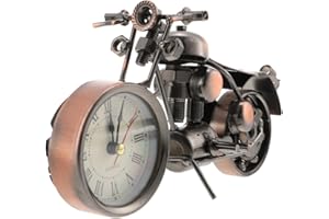 FOMIYES Bike Ornament Motorcycle Figurine Bedside Alarm Clock: Retro Classic Handmade Iron Motorcycle Shape Kids Clock Metal Art Ornament for Table Decor Coffee Work Desk Decor