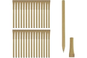 Taasmoog Eco Friendly Paper Pens Pack of 40 Black Ink Ballpoint Biro Pens Environmentally Friendly Kraft Paper Pens Eco Stationery Gift Set Eco Biro Pens Vegan Eco Gifts Office Supplies