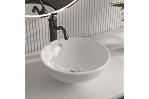 DEER VALLEY DeerValley DV-1V062 Symmetry Bathroom Vessel Sink Above Counter White Ceramic Bowl Sink with Overflow