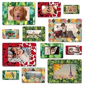 Windup Fridge Magnet Photo Frame Set (Love) - 12 Frames per Set - 4pc 9x6in, 4 pc 6.25x4.25 in, 4 pc 4.5x2.5in - Made in India