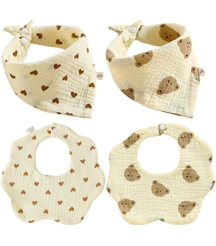 8 Bavoirs Bandana Bébé En Coton - Fermeture Pression Réglable - Absorbants Et Doux Pour La Peau - Pour Filles Et Garçons - 3