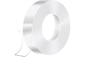 HOMMAND Cinta Adhesiva Doble Cara Extrafuerte, resistente al agua, acrílica, cinta adhesiva transparente de doble cara, cinta adhesiva extraíble para paredes y alfombras (5M X 3CM X 2MM)