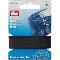957466 Prym Nastro Elastico Decorativo - Colore Nero/ Argento - Alto 25 Mm Vendita Al Metro