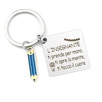 Set 3 Portachiavi Per Insegnanti In Acciaio Inox Con Incisioni Di Ringraziamento E Mini Mela - 2