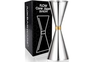 FLOW Barware Cone Jigger, 10-in-1 Shot Measure | Shot Measure 25ml and 50ml with Inner Measurements for Cocktail, Whiskey, Alcohol Measure | Drinks Measures for Spirits