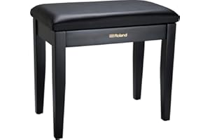 ROLAND Piano Bench In Satin Black with Vinyl Seat And Music Compartment - Rpb-100Bk, 55.5 X 32 X 55.5 Cm