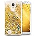 Price comparison product image Samsung Galaxy S4 Case,Galaxy S4 Cover,EMAXELERS Glitter Flowing Liquid Floating Moving Hard Protective Case Cover for Samsung Galaxy S4 i9500 + Send 1 Stylus Pen Gold Liquid-Blue Stars