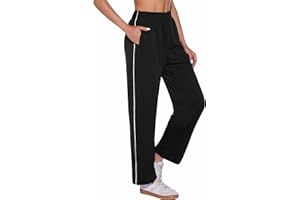 Jahetuul Pantalon Jogging Femme Pantalons de Sport en Coton Survetement Femme avec Poche Pantalon Taille Elastique Large Sportswear Femme Respirant pour Running Fitness S-XXL