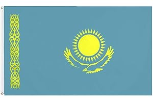 Stormflag Kasachstan Flagges (90cmx150cm) Polyester Pongee 90g mit Ösen mit Doppelnadel genäht.