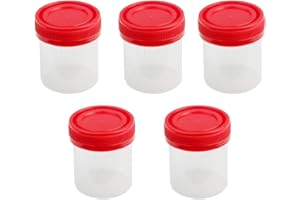 MNIXY 5x 40ml En Plastique Graduee Specimen Tasse Recipient Sterile Avec Couvercle