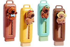 CATOR Borrador Retráctil de 4 Piezas, Forma Kapi Bara, Lindo, Caucho, Gomas de Borrar, Borrar Marcas de Lápiz en Papel y Otras Superficies