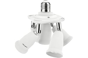 DiCUNO 5 en 1 E27 Socket adaptateur répartiteur, E27 Ampoules LED Standard, support de convertisseur, Lustre Douille avec 360 degrés réglable à 180 °
