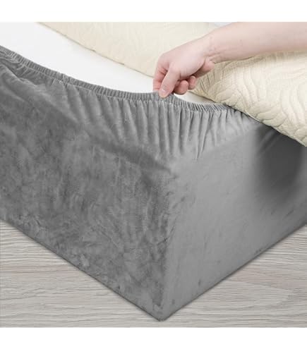Highdi Betthusse Bettrock Bettvolant Elastische Bettwäsche Mit Rüschen, Samt Gesteppt Rüschen Bettwäsche Mit Plattform Bed Skirt Bettrock Umwickeln
