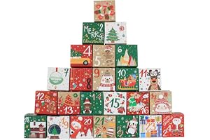 DAHI 24 st julkalenderbox tom adventskalender för att fylla 24 adventskalender lådor vacker presentpåse jultema adventskalender (C)