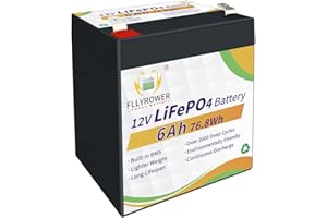 TCBWORTH 12V 6AH Lifepo4 Batería de Litio con Celdas de Grado A Perfecto BMS para Trolling Motor Panel Solar RV Camping Golf Cart Electrodomésticos