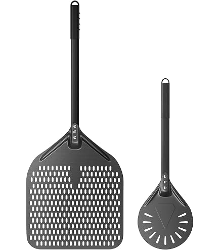 Gi.Metal Pelle à pizza professionnelle ligne bleue I-23F, tête 23 cm, longueur manche 150 cm, poids 0,84 kg, tête et poignée en acier inoxydable très résistant