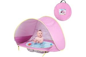 ANSHKA Sun Baby Beach Tent with Pool, Easy Fold Up & Pop Up Baby Tent with Pool UPF 50+ UV Protection Outdoor & Waterproof Sun Tent, Beach Shade Baby Pool Tent for Toddler Infant Aged 3-48 Months