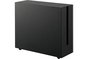 YAMAZAKI 5404 Tower Cable Box with Caster, Black, Steel, 15 x 40 x 34.5 cm