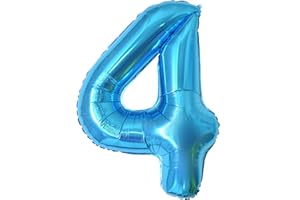MACLUNAR Palloncino Compleanno Numero 4 Blu,101 CM Palloncino Numero 4 Foil Gigante,Decorazioni Feste di Compleanno Palloncino,Vola con l'Elio