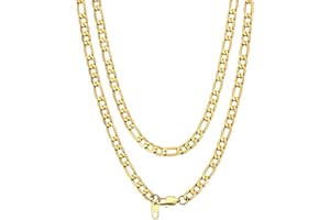 Bandmax Chaîne Collier Figaro pour Homme Femme, Maille Alternée 4mm/6mm/9mm en Acier Inoxydable/Plaqué Or, Longeur de 36cm/46cm/50cm/56cm/61cm/66cm/71cm/76cm