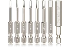 Hakkin 8Pcs Hex Allen Key Bit Set S2 Steel Magnetic Allen Wrench Drill Bit Set 1/4" Shank 50mm Metric Hex Key Screwdriver Bits for Assembling IKEA Furniture