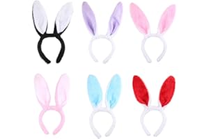 Marypaty Ostern Hasenohren Haarreif, 6-Teiliges Set Bunny Ears Ostern Haarreif Bunny Kostüm, Cosplay Hasen Kostüm für Karneval Kostüm Zubehör