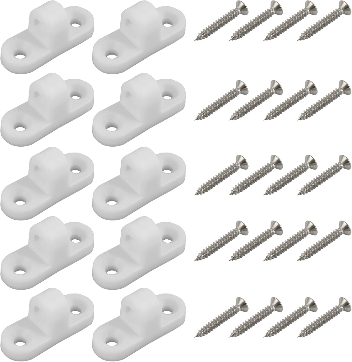 CR-MOESANCO® Juego 10 Soportes de Avance para Caravana y Autocaravana – Fijación Tubos Toldo – Incluye 20 Tornillos INOX – Termoplástico Resistente UV – Soporte Vertical Barra Avance