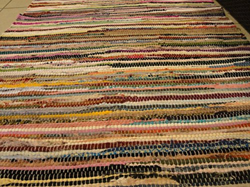 Fleckerlteppich -Handgewebt- 70 x 140 cm Handgewebt 70er Jahre - 4