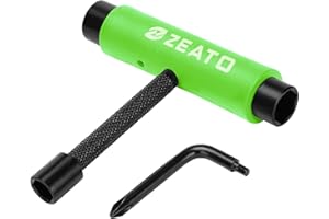 Zeato All-in-One Skate Tools Tools for Skateboards, Multifunctional Portable Skateboard T Tool Accessories with T-Type Key and L-Type Phillips Key Screwdriver Longboard Screws Set